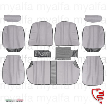 SEAT COVER (SET COMPLETE) GIULIA NUOVA 1974-77, VINYL SKAI FABRIC BLACK/GRAY 572/663