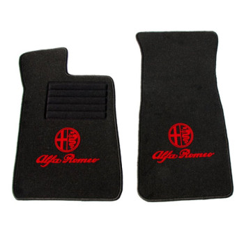 FOOT MAT SET SPIDER 1966-69 BLACK VELOURS WITH RED BADGE