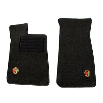 FOOT MAT SET SPIDER 1966-69 VELOURS BLACK WITH EMBROIDERED BADGE