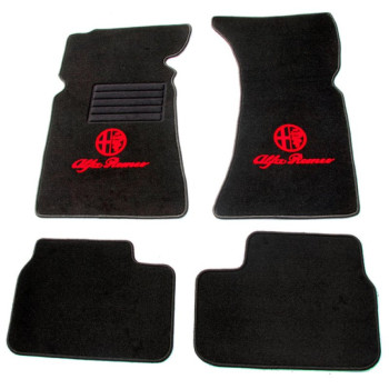 FOOT MAT SET GT BERTONE HANGING PEDALS, BLACK, WITH RED BADGE