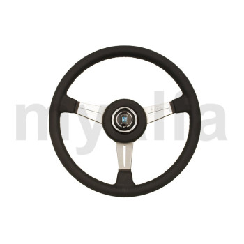 STEERING WHEEL 365mm LEATHER BLACK FROSTED SPOKES WITH SLITS NARDI