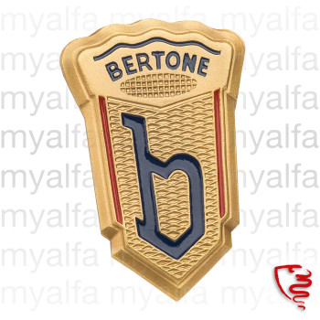 Emblem Bertone "b" Metall, guldfarven, 41mm x 28mm 